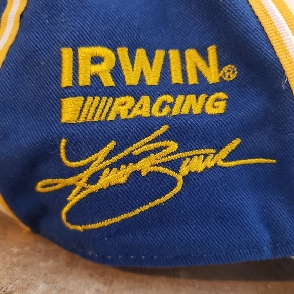 Nascar Kenny Irwin Racing Hat Cap 97 Adjustable 100% Cotton Blue White Gold EUC - Picture 9 of 10
